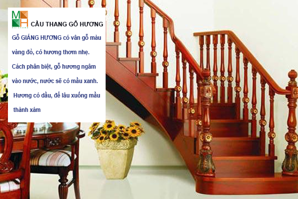 Cầu thang gỗ Hương tự nhiên