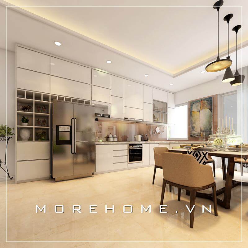 Thiết kế nội thất phòng bếp chung cư phong cách hiện đại, đơn giản và tiện nghi Thiết kế nội thất chung cư