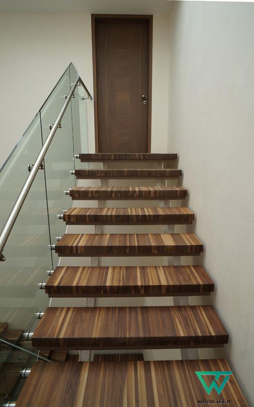 Cầu thang gỗ óc chó walnut hiện đại sang trọng Cầu thang gỗ óc chó walnut hiện đại sang trọng
