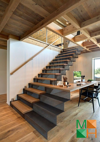 Cầu thang gỗ dây cáp – nét đẹp mới lạ và hiện đại Cầu thang gỗ dây cáp – nét đẹp mới lạ và hiện đại