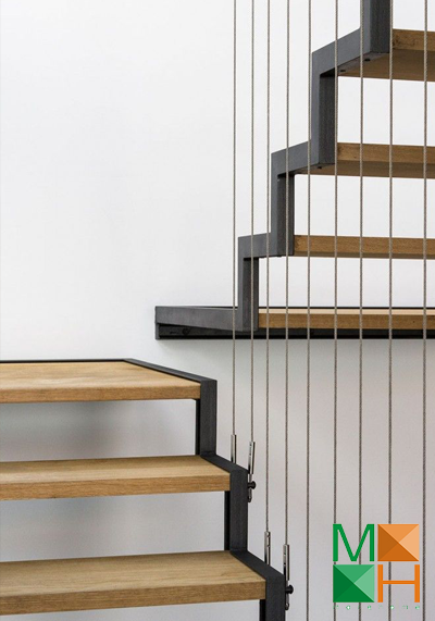 Cầu thang gỗ dây cáp – nét đẹp mới lạ và hiện đại Cầu thang gỗ dây cáp – nét đẹp mới lạ và hiện đại