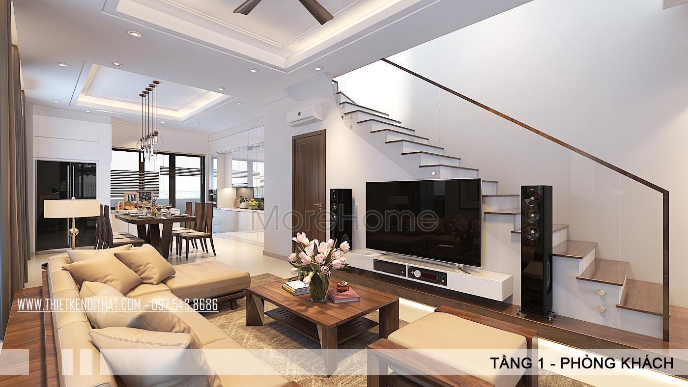Thi công cầu thang kính cường lực tay vịn gỗ cao cấp tại Hà Nội